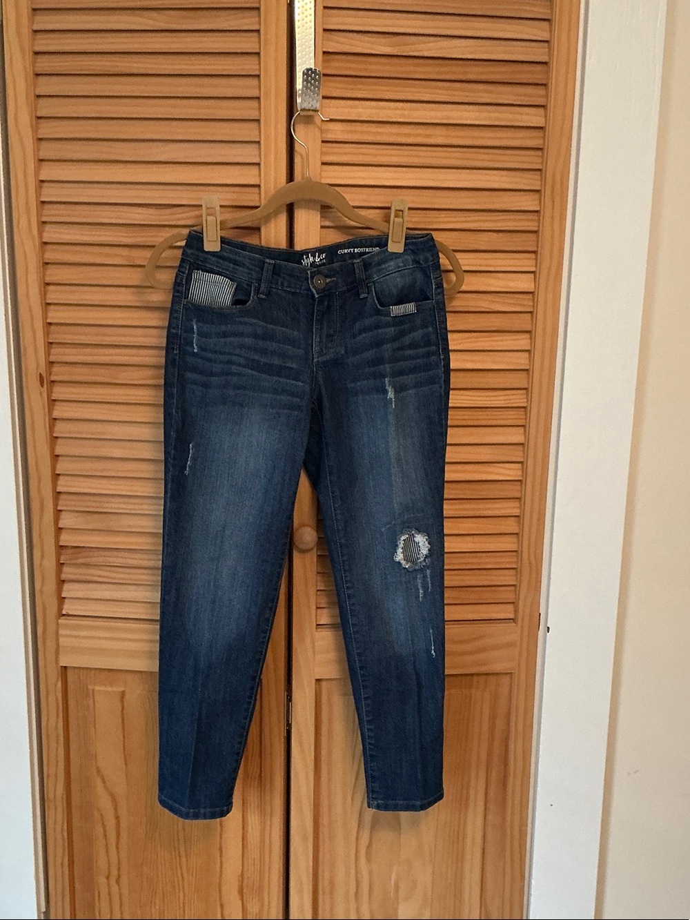 Style & Co. Dark Indigo Distressed Ankle Jeans